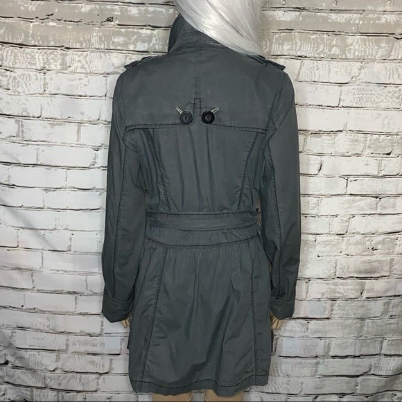 Free People Deconstruction Gray/Blue Pleated Trench/Utility Coat Size Small - Picture 4 of 9